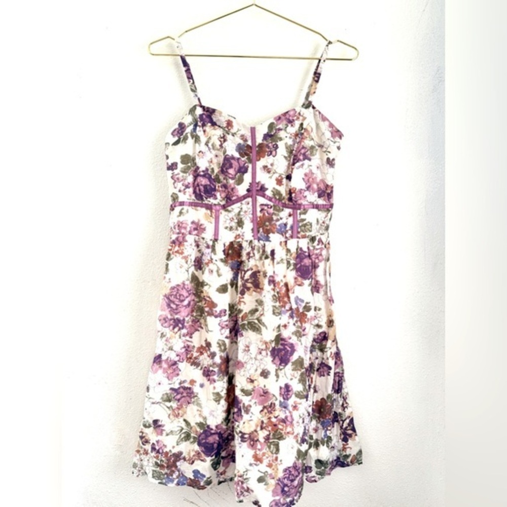 Romy Dress Romy Cream and Purple Floral Bodice Sundress flower print